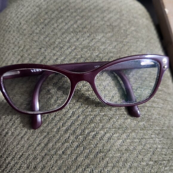 Versace Accessories - Versace Eyeglasses Frames MOD  3208 Burgundy Plum Gold Studded Authentic w Case